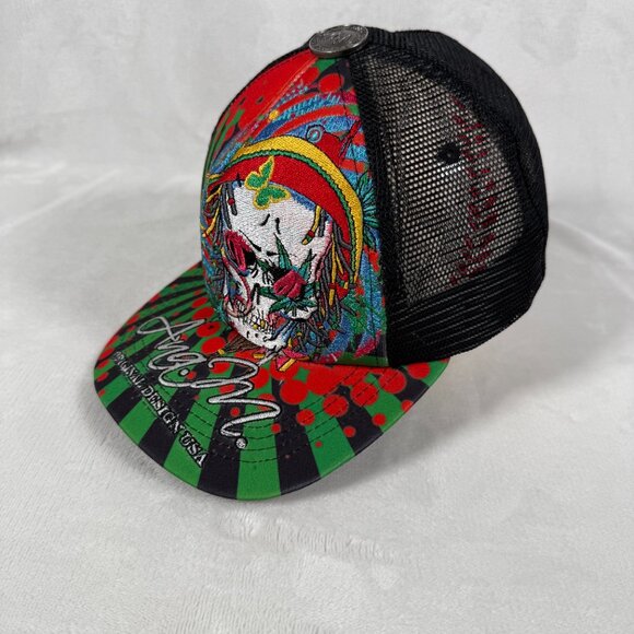Ana M Original Design USA Trucker Hat Men Adjustable Snap Back Cap Skull EUC - Picture 3 of 8